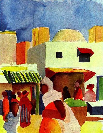 August Macke Markt in Algier oil painting picture